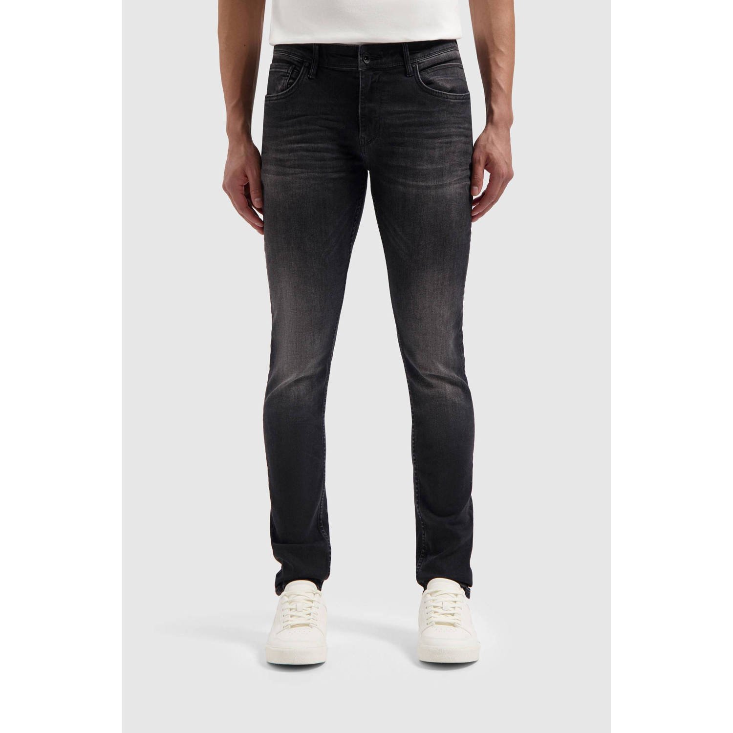 PURE PATH Heren Jeans The Jone Skinny Fit Jeans Donkergrijs