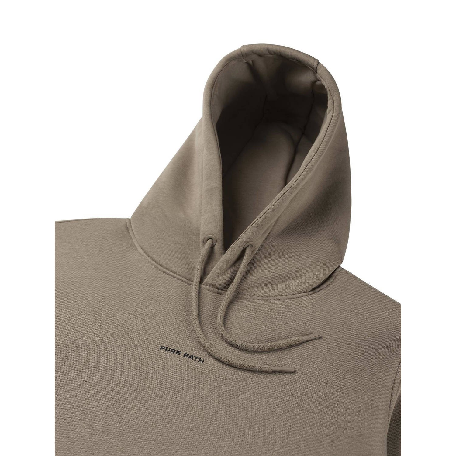 Pure Path hoodie met backprint taupe