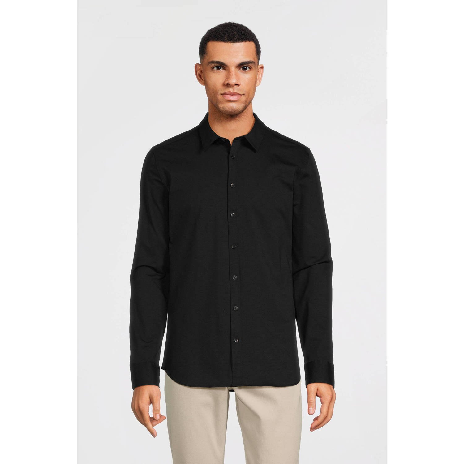 Pure Path slim fit overhemd zwart