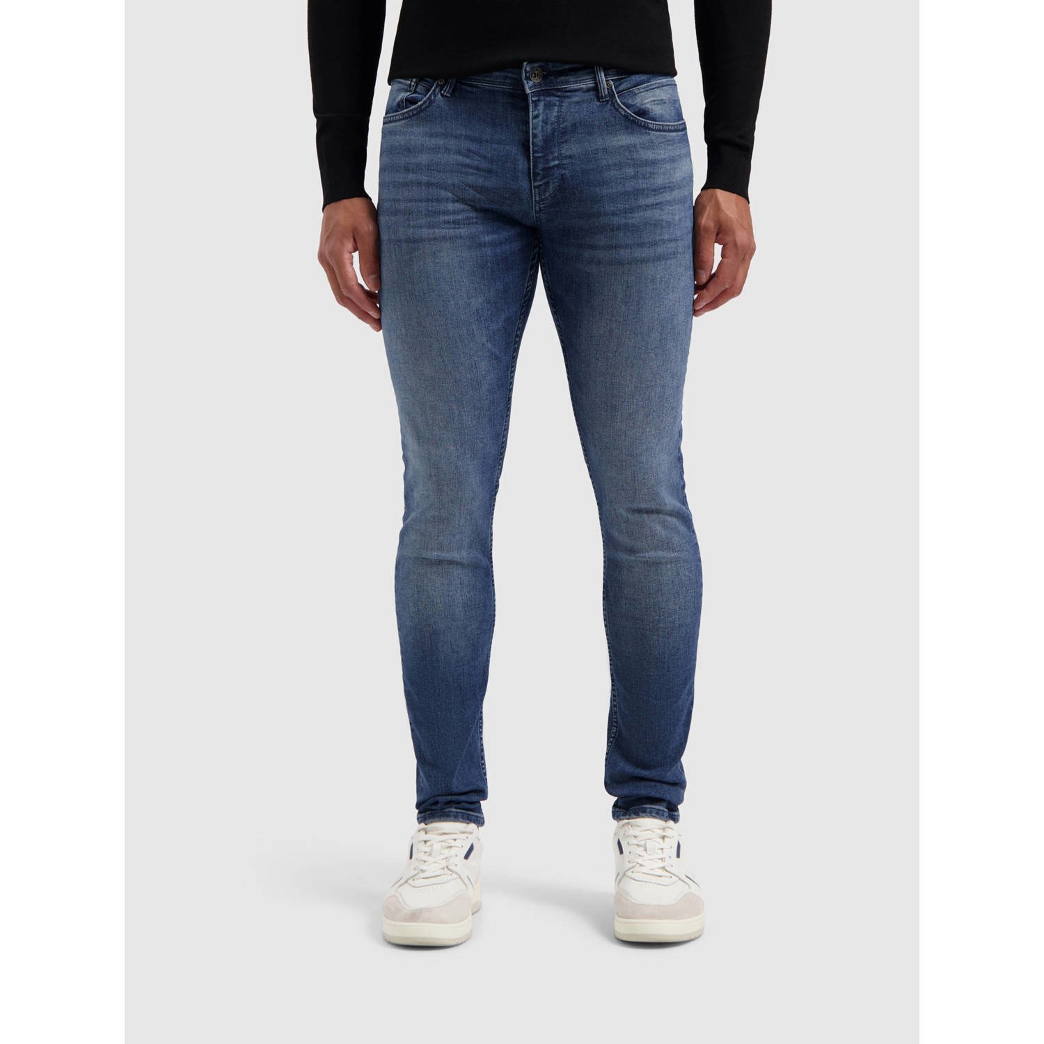 PURE PATH Heren Jeans The Jone Skinny Fit Jeans Blauw