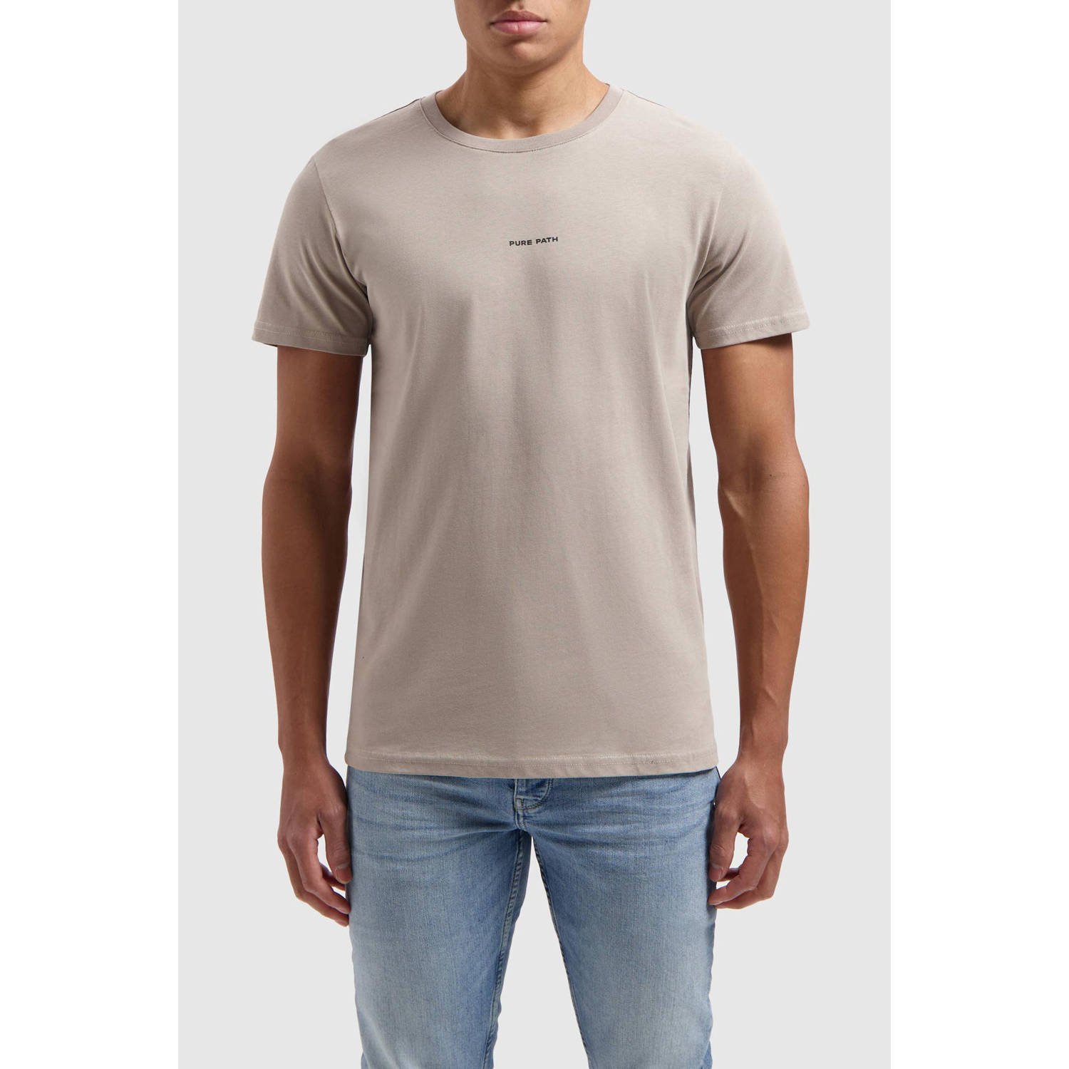 PURE PATH Heren Polo's & T-shirts Essential Logo T-shirt Taupe