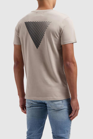 regular fit T-shirt met backprint taupe
