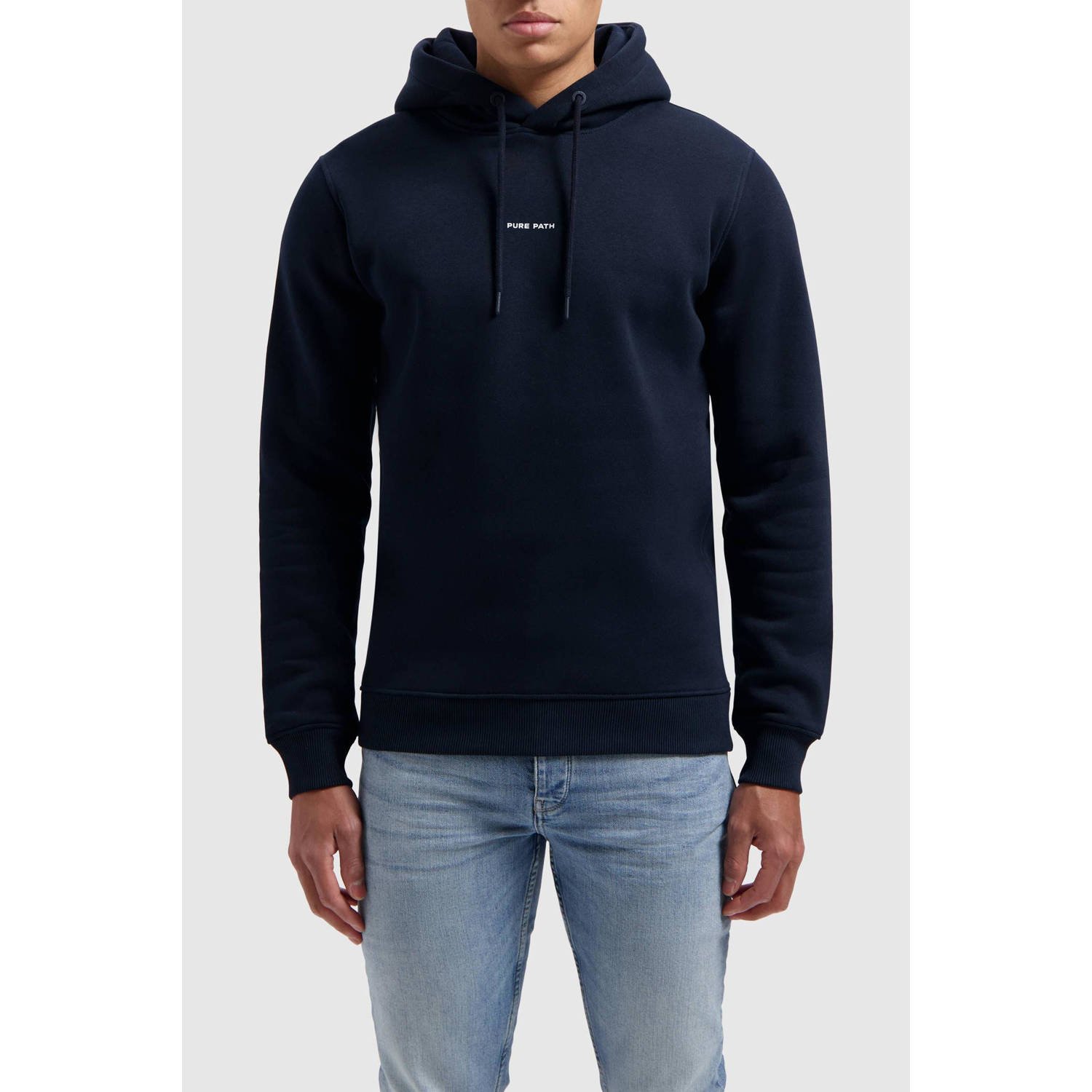 PURE PATH Heren Truien & Vesten Essential Logo Hoodie Donkerblauw