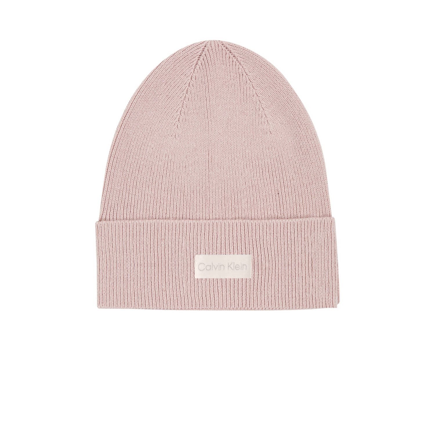 Calvin Klein Rose Logo Patch Beanie Pink Dames