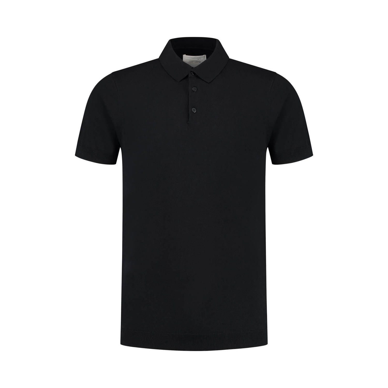 PURE PATH Heren Polo's & T-shirts Knit Polo With Chestprint Zwart