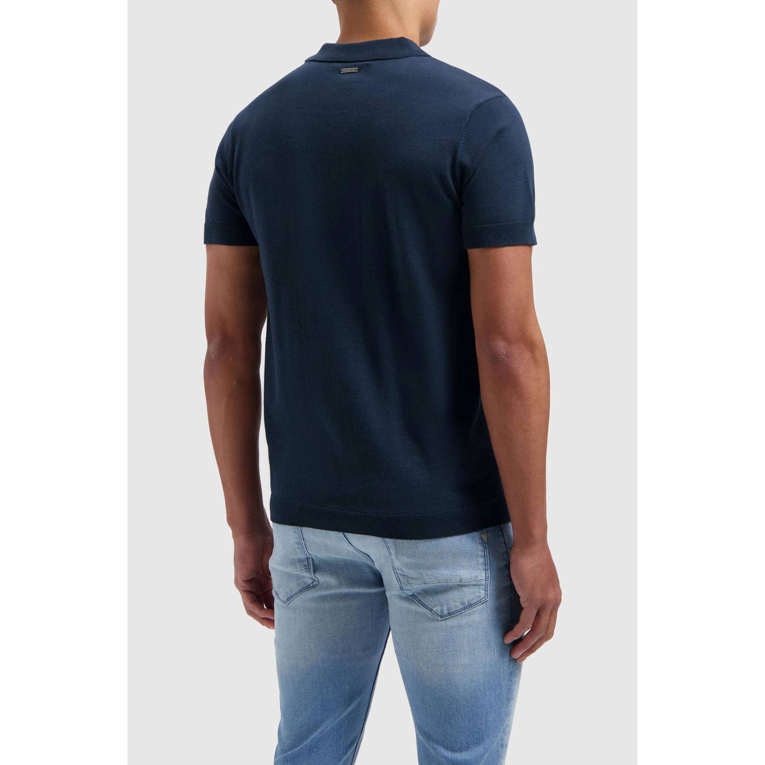 Pure Path regular fit polo donkerblauw