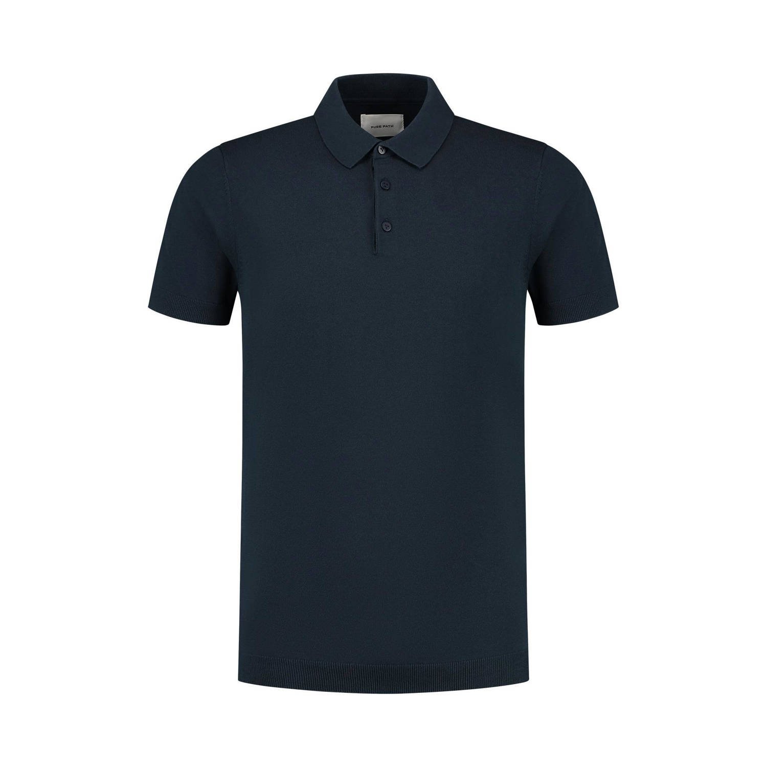 PURE PATH Heren Polo's & T-shirts Knit Polo With Chestprint Donkerblauw