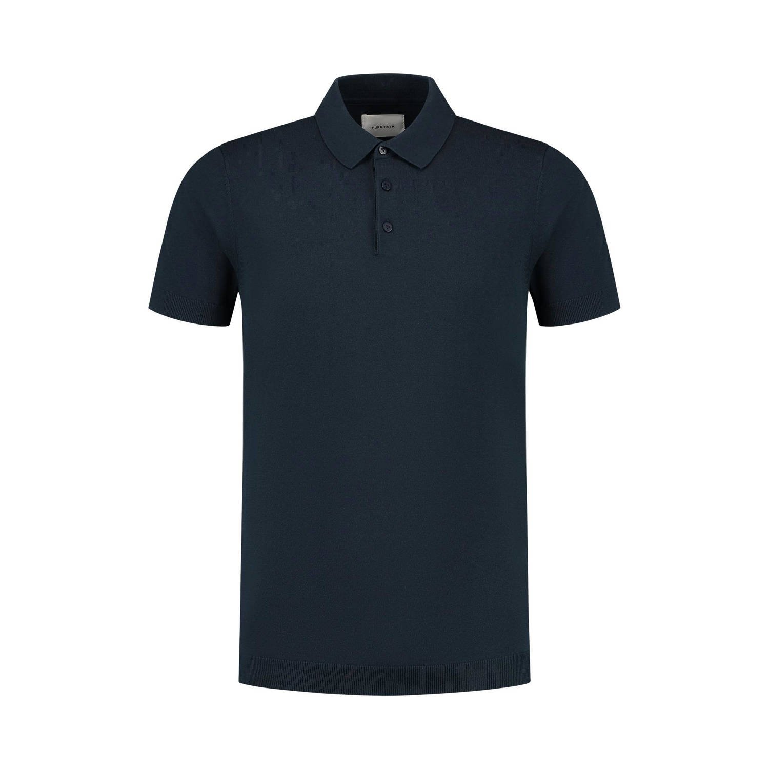 Pure Path regular fit polo donkerblauw