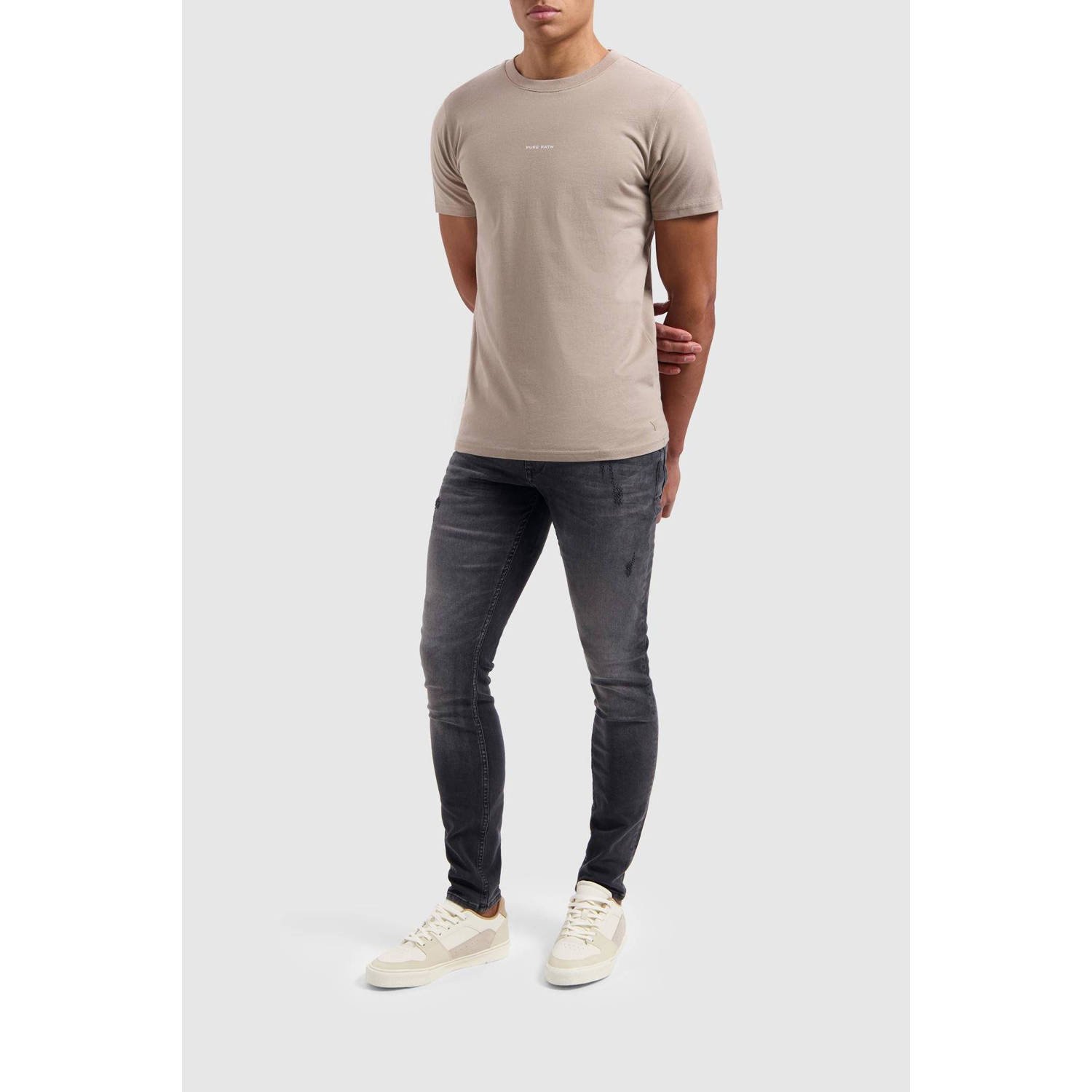 Pure Path T-shirt met backprint 000053 taupe