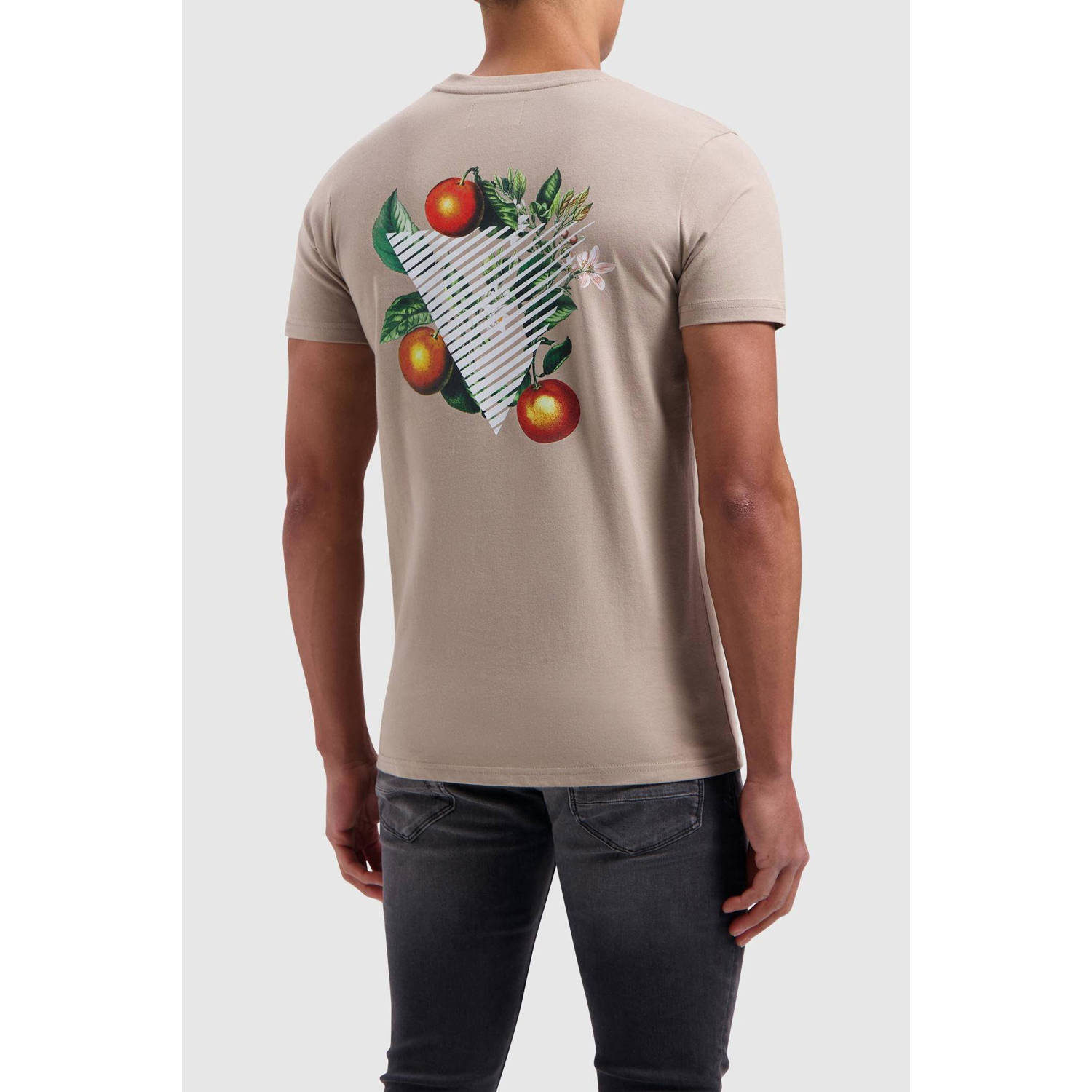 Pure Path T-shirt met backprint taupe