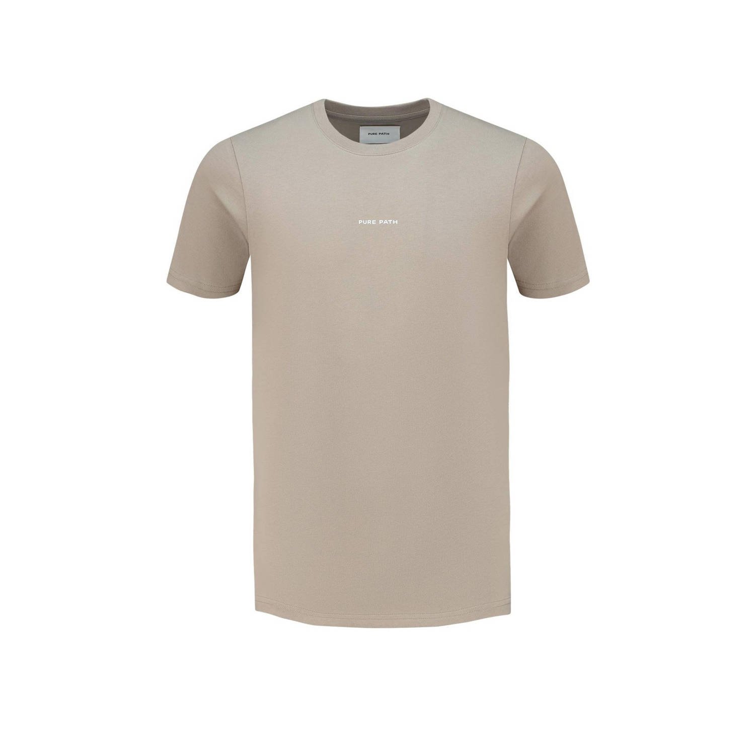 Pure Path T-shirt met backprint 000053 taupe