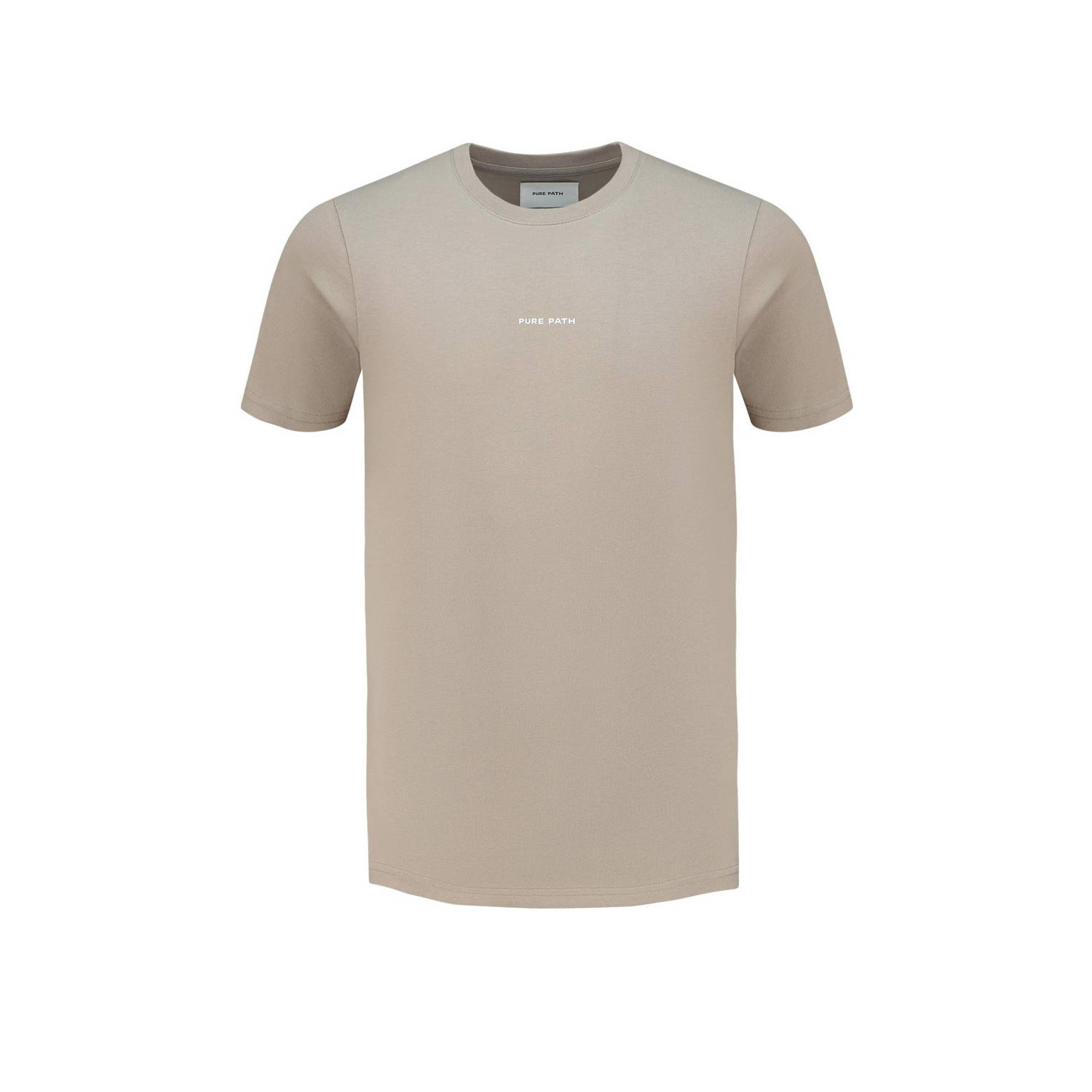 PURE PATH Heren Polo's & T-shirts Tshirt With Front And Back Print Taupe
