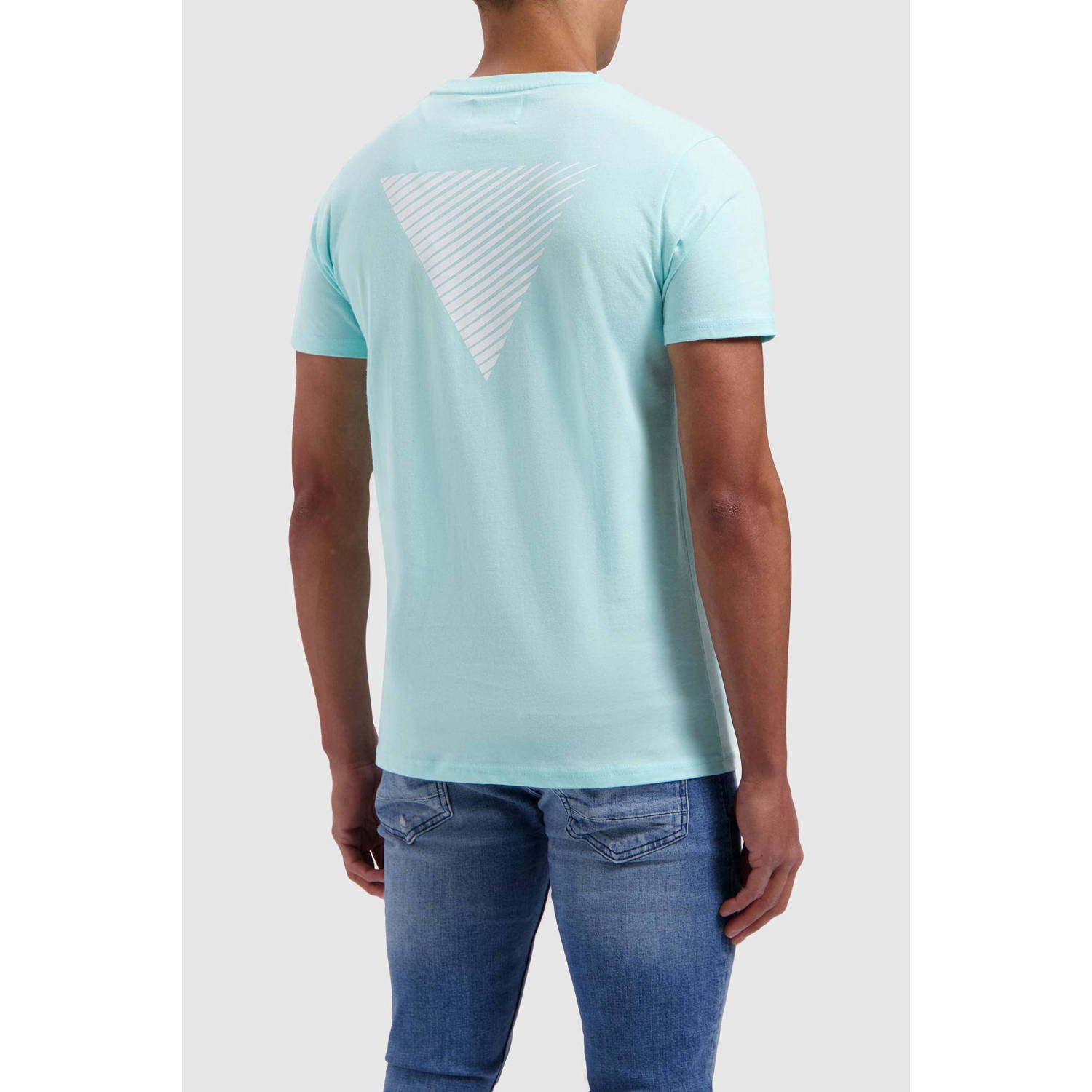 Pure Path T-shirt met backprint aqua