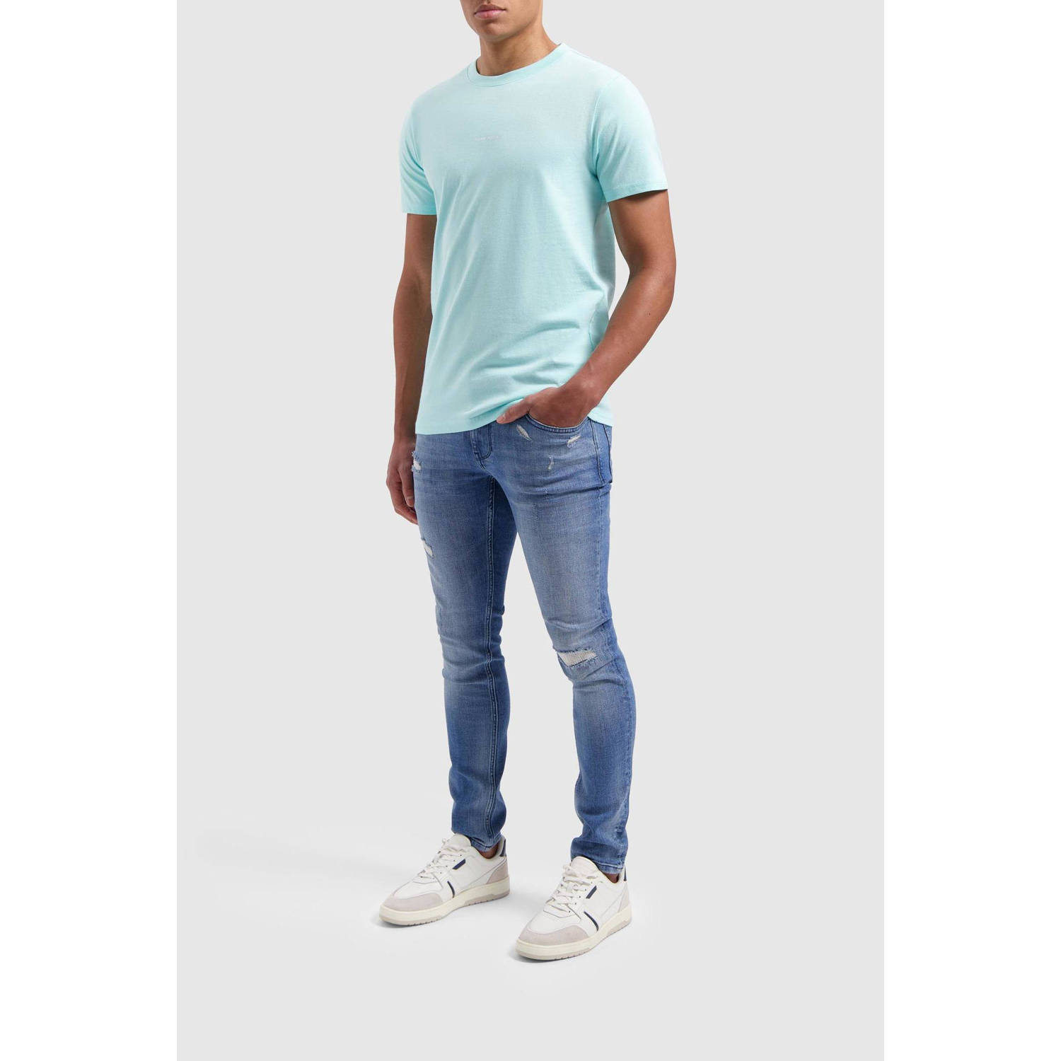 Pure Path T-shirt met backprint aqua