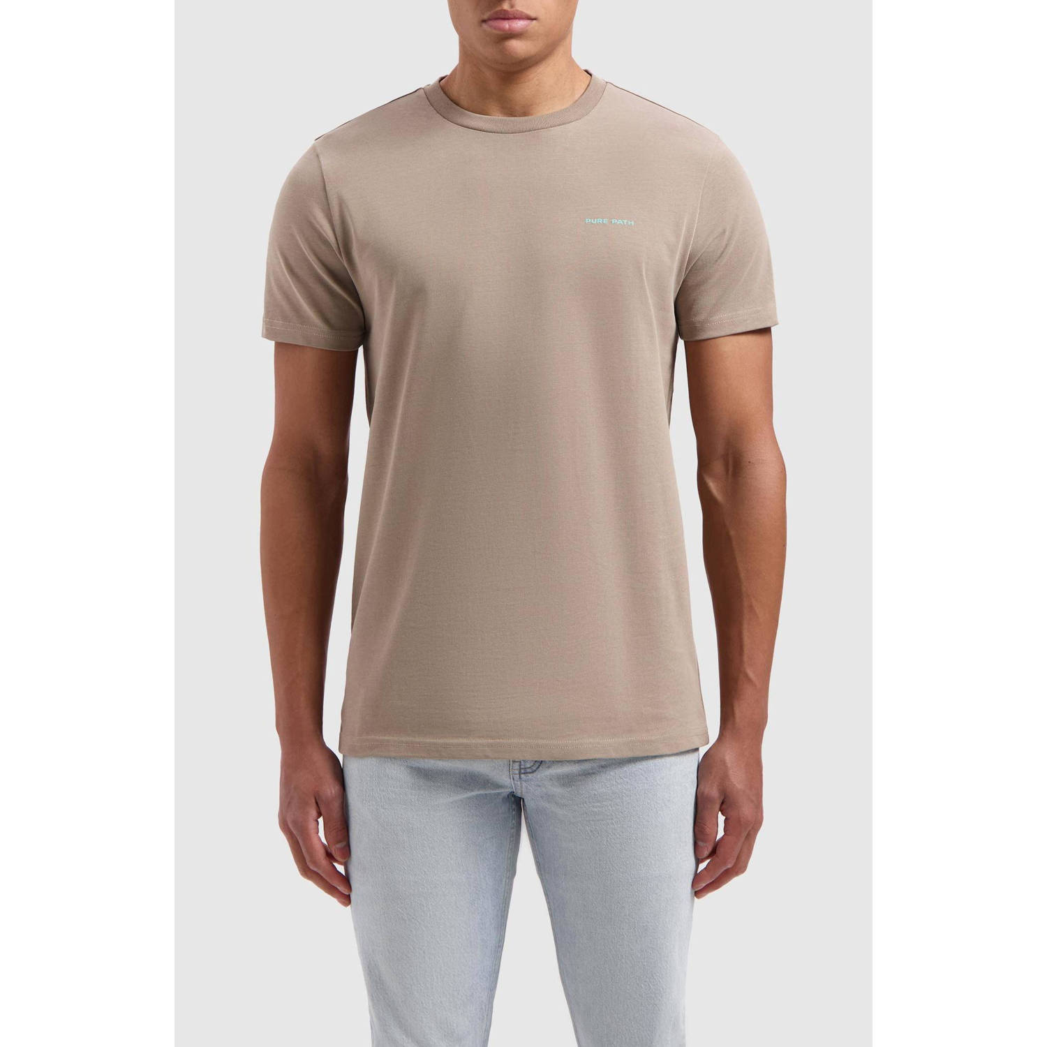 Pure Path T-shirt met backprint taupe