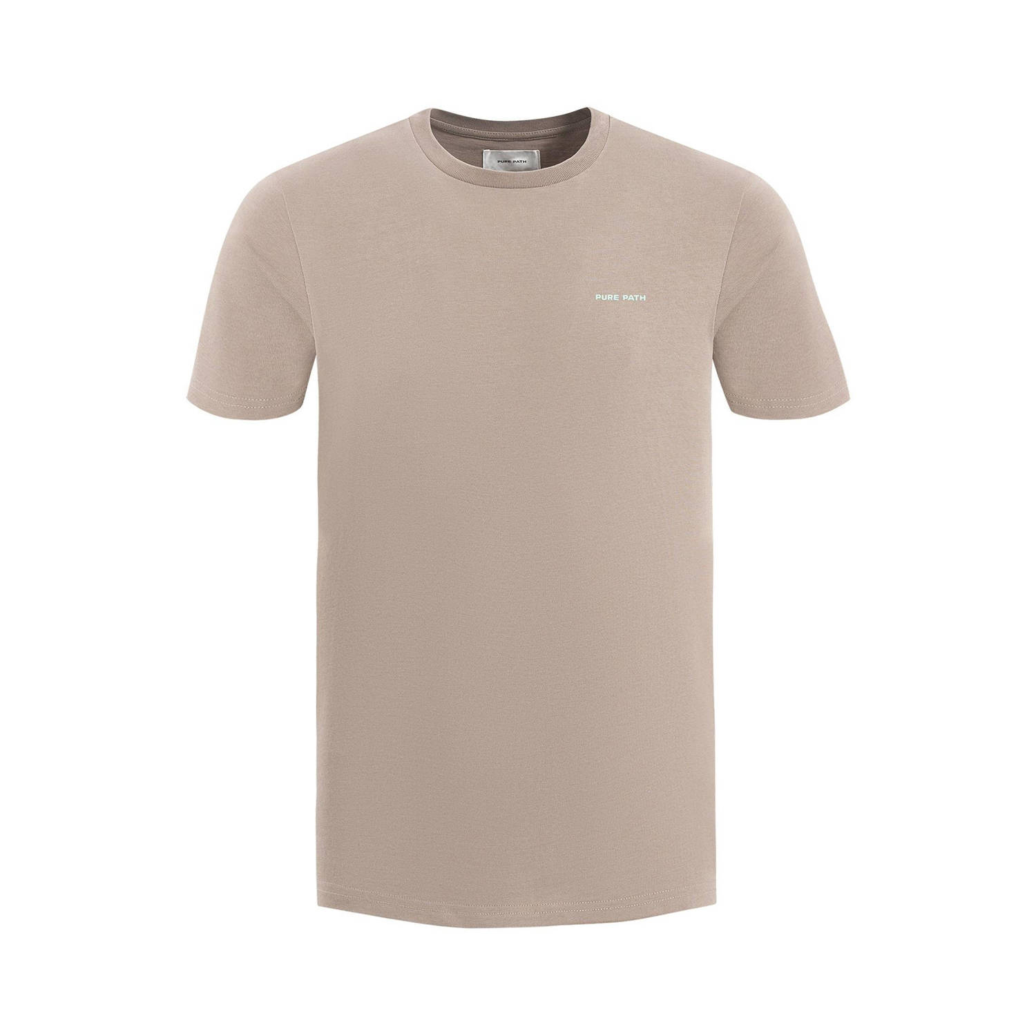 Pure Path T-shirt met backprint taupe