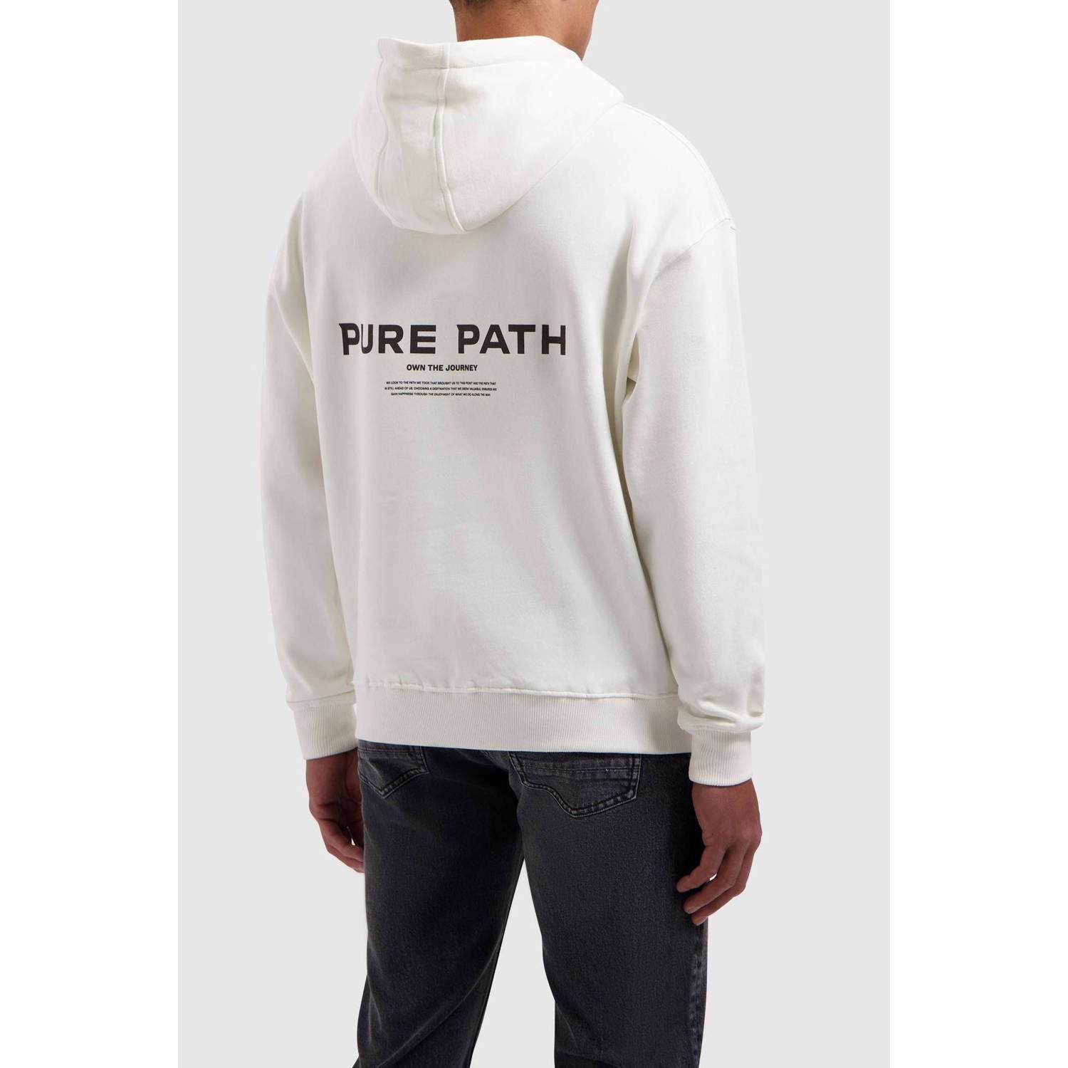 Pure Path hoodie met backprint off white