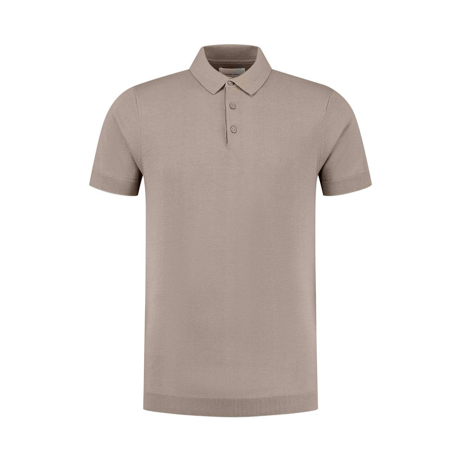 PURE PATH Heren Polo's & T-shirts Knit Polo With Chestprint Taupe