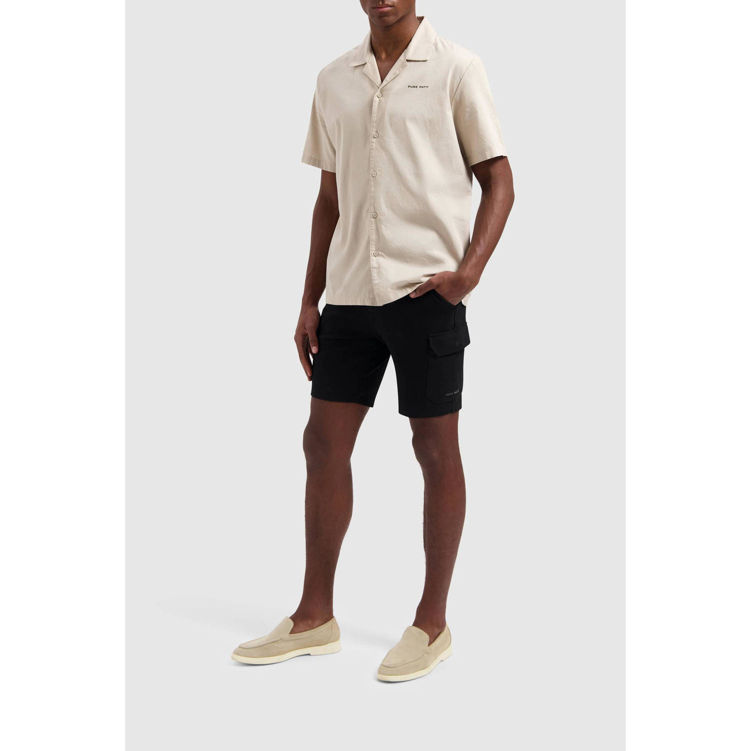 Pure Path Zwarte Cargo Shorts voor de Zomer Black Heren