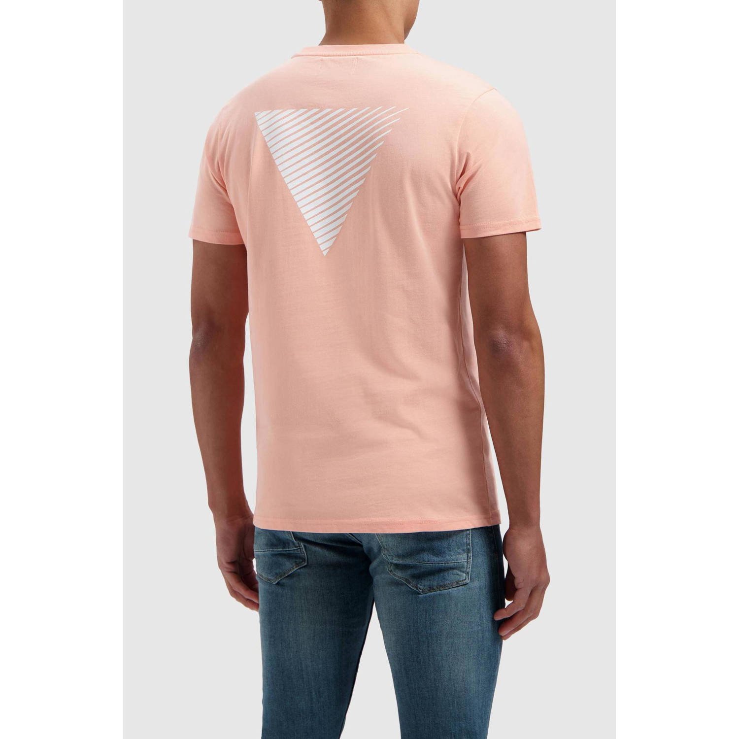 Pure Path T-shirt met backprint coral