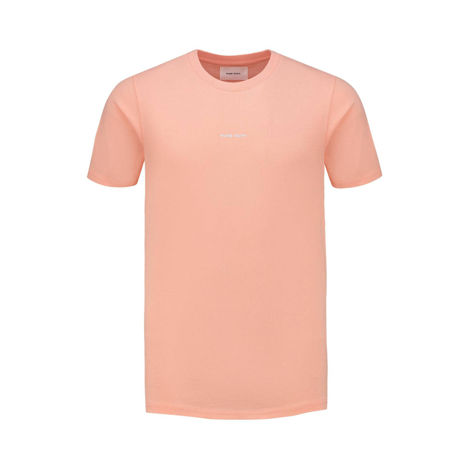 Pure Path T-shirt met backprint coral