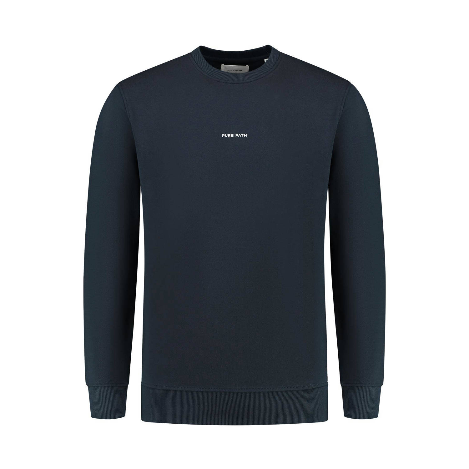 Pure Path Bedrukte Crewneck Sweatshirt Blue Heren