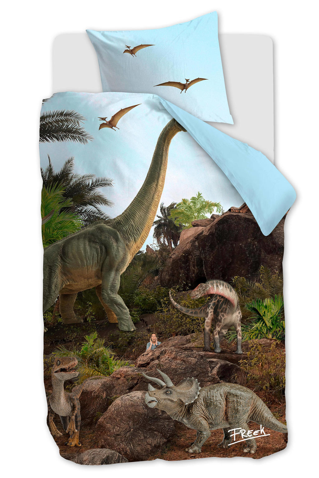 Beddinghouse kids katoenen dekbedovertrek dino 1 persoons (140x200 cm)