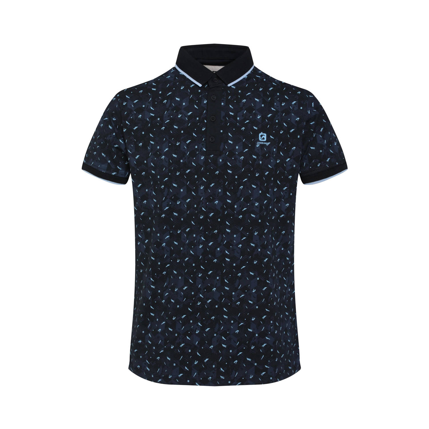 GABBIANO polo met all over print navy