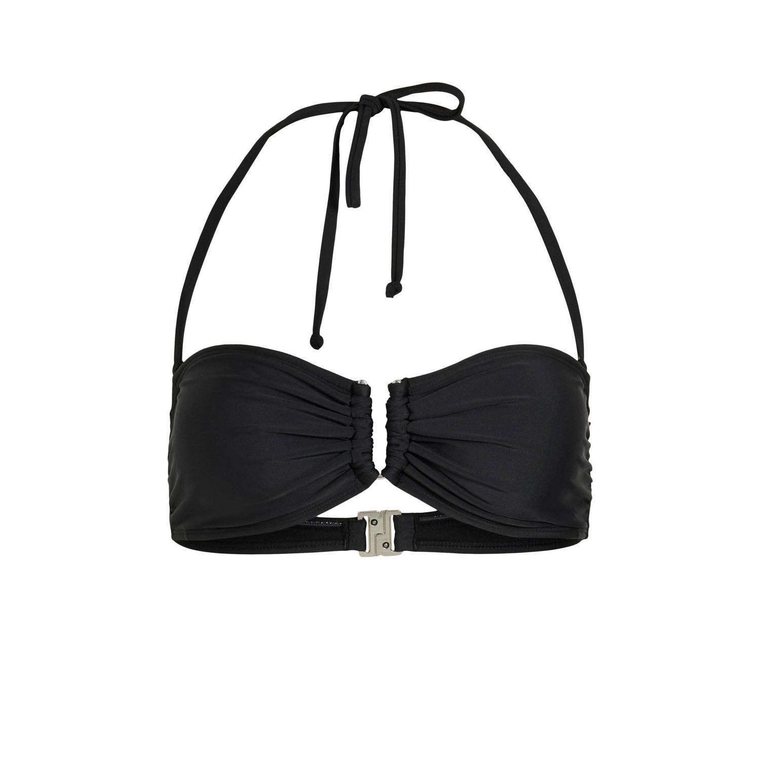 VILA voorgevormde strapless bandeau bikinitop VIMOLLY zwart