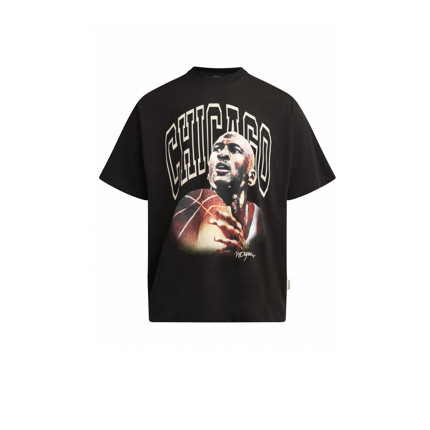 Redefined Rebel T-shirt RRMateo met printopdruk zwart