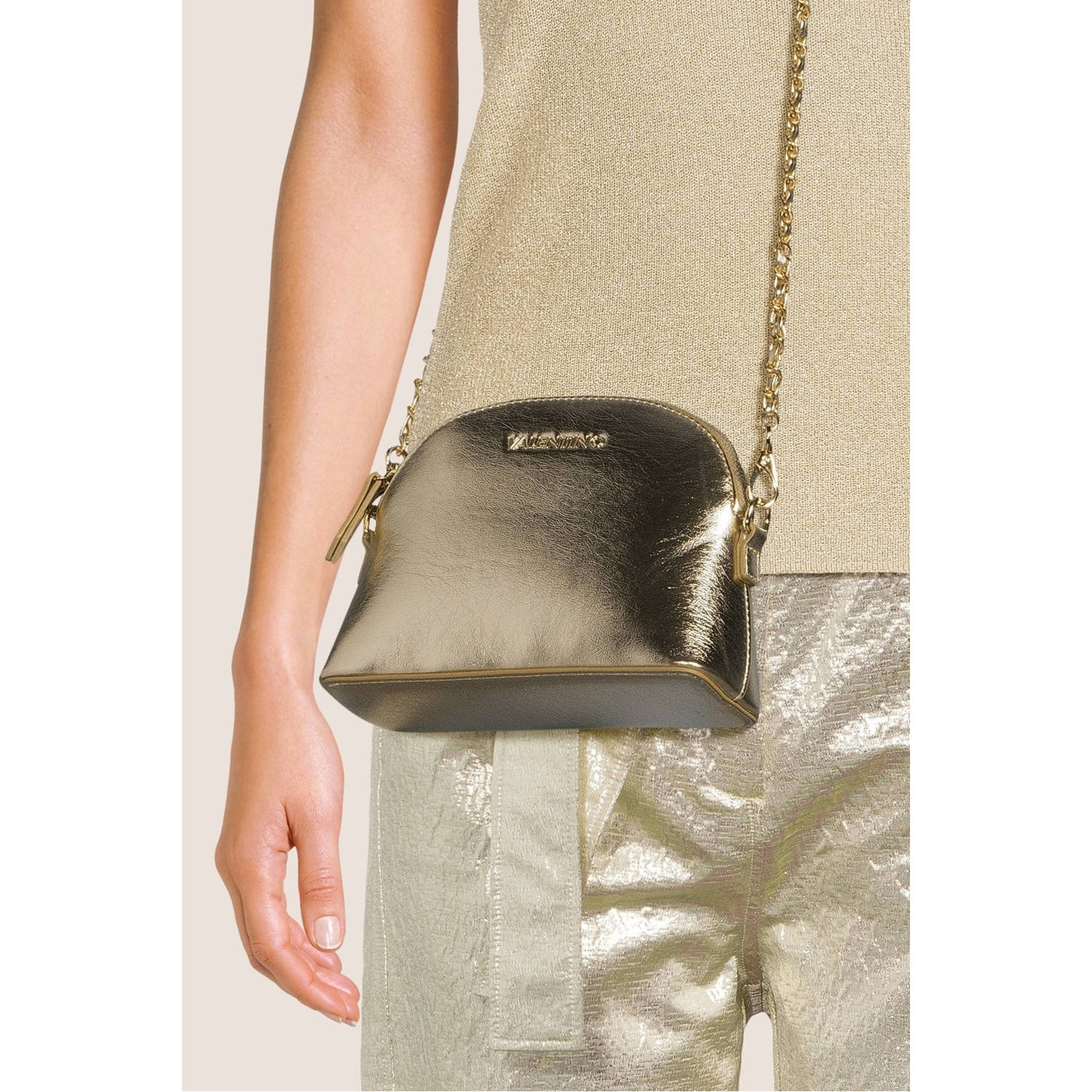 Valentino Bags metallic crossbody tas Mayfair goudkleurig
