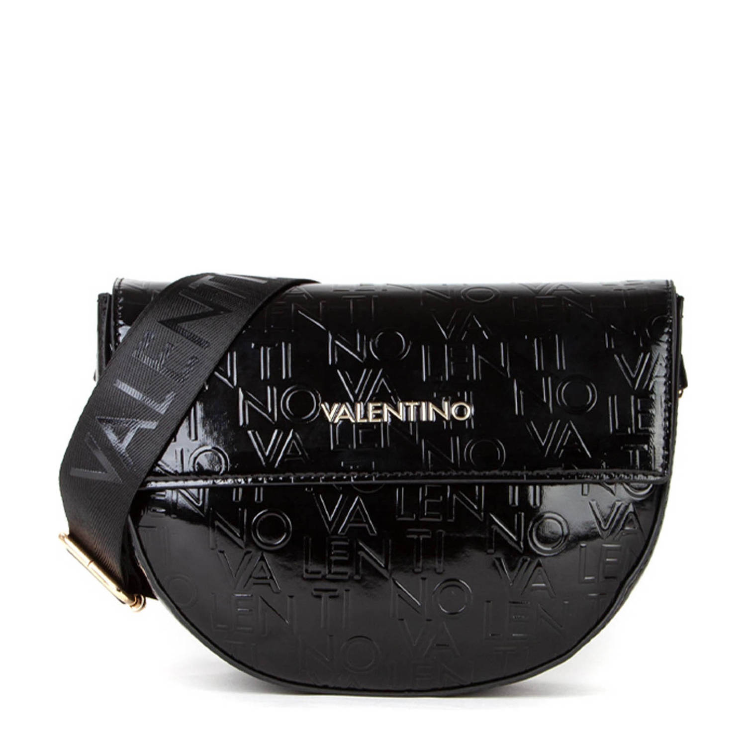 Valentino by Mario Valentino Zwarte Reptielenprint Flap Tas Black Dames