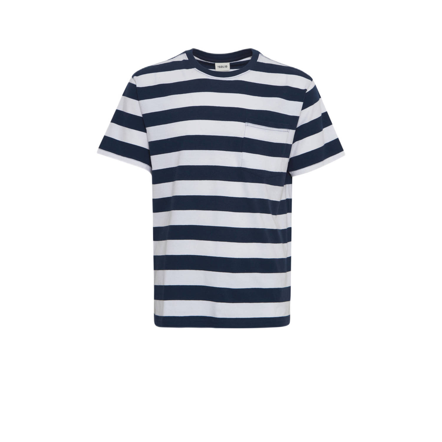 Solid gestreept regular fit T-shirt blauw wit