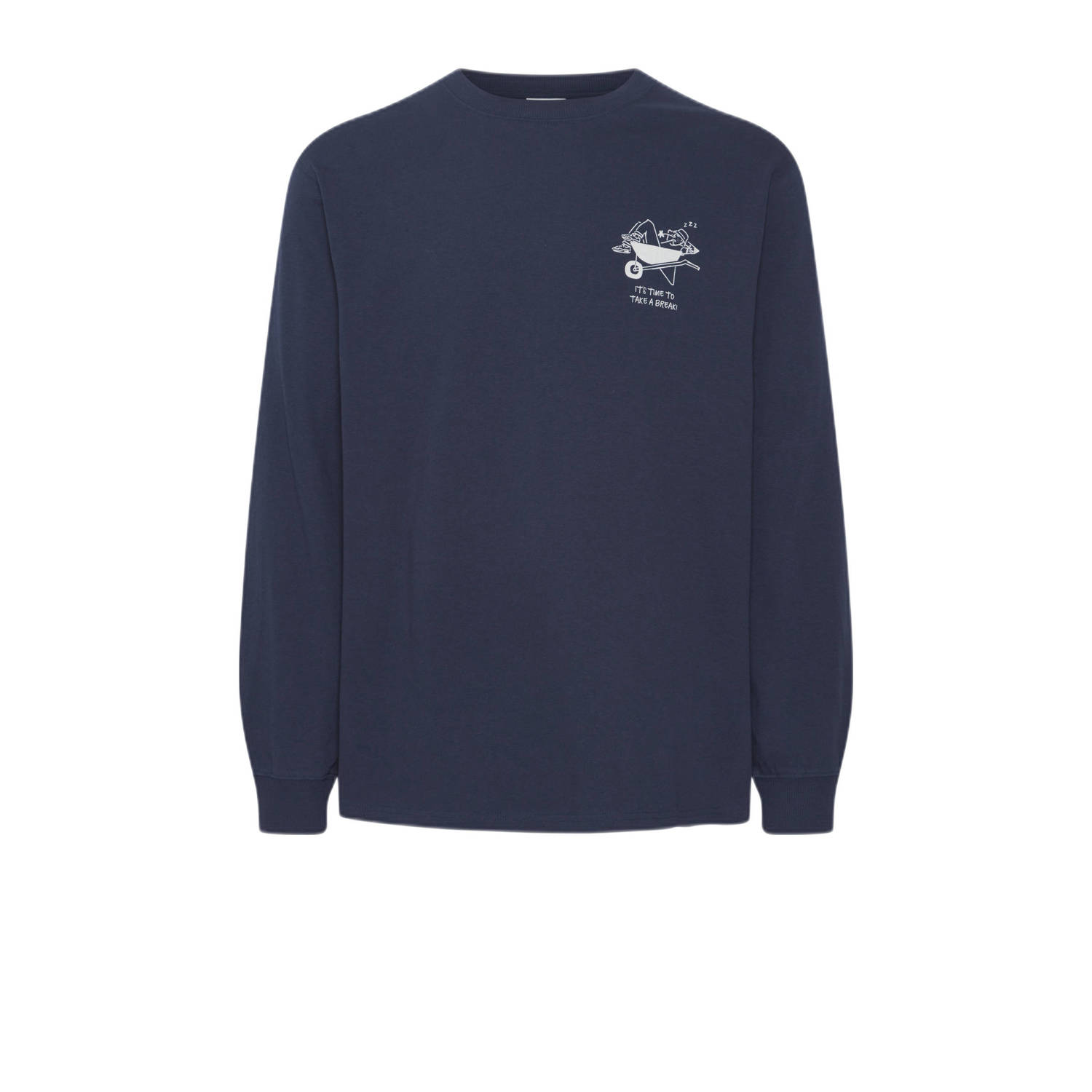 Solid sweater met backprint donkerblauw