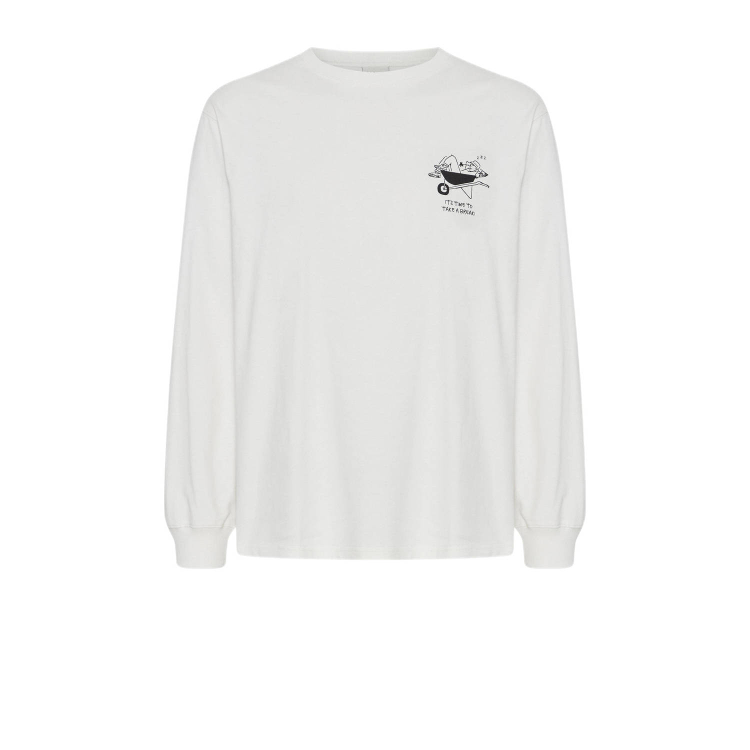 Solid sweater met backprint off white