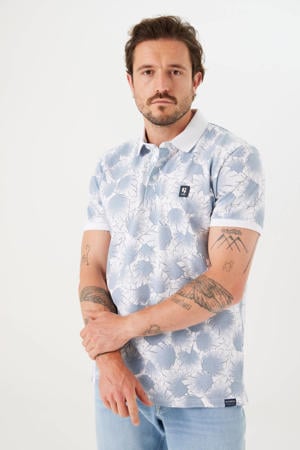 regular fit polo met all over print white