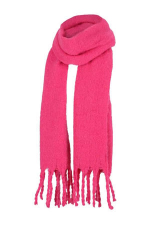 sjaal met franjes fuchsia