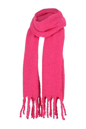 sjaal met franjes fuchsia