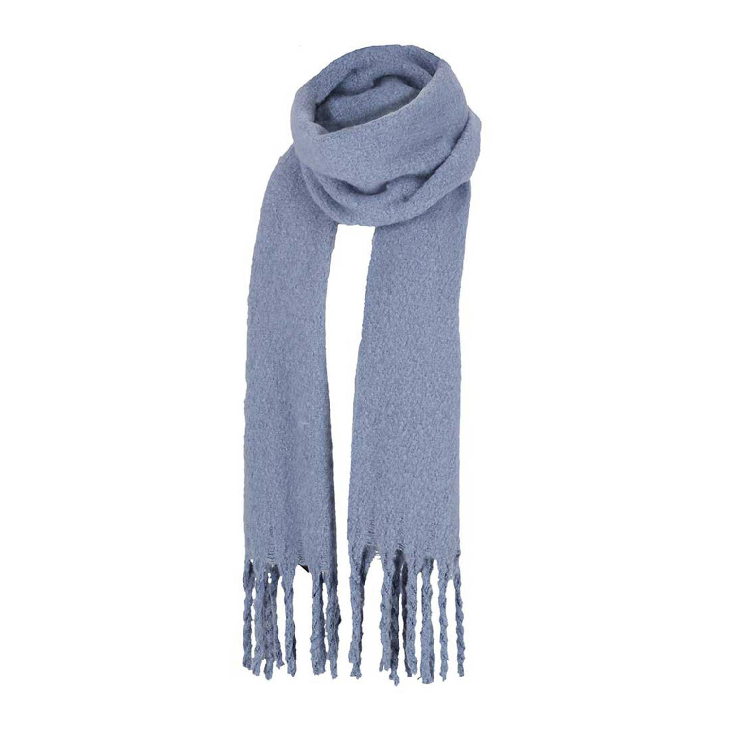 Sarlini sjaal met franjes denimblauw