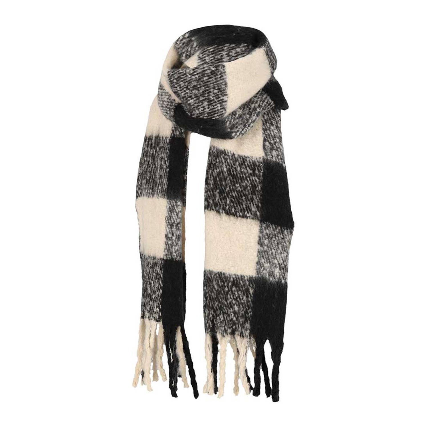 Sarlini geruite sjaal zwart wit