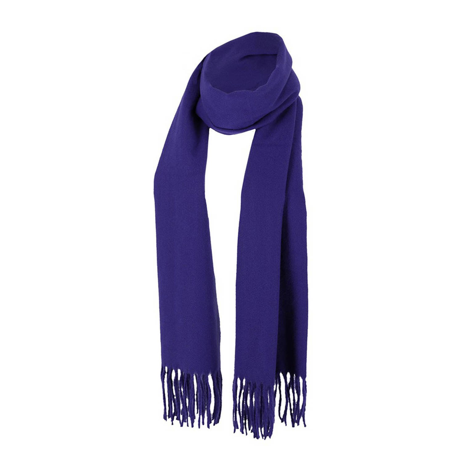 Sarlini sjaal met franjes kobaltblauw