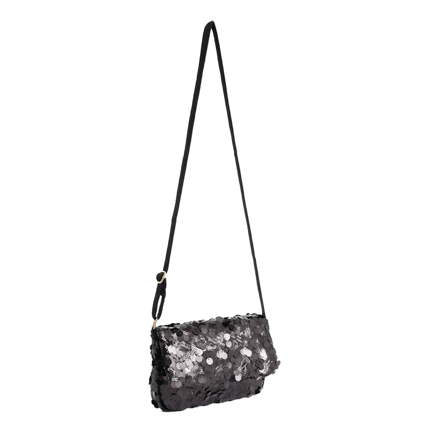 WE Fashion crossbody tas met pailletten zwart