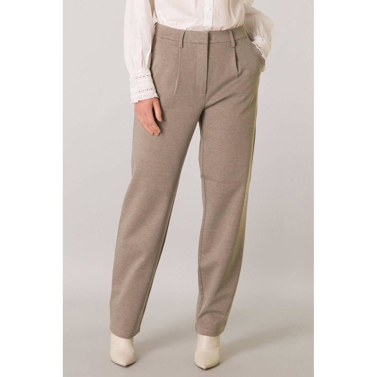 Yest straight fit pantalon taupe