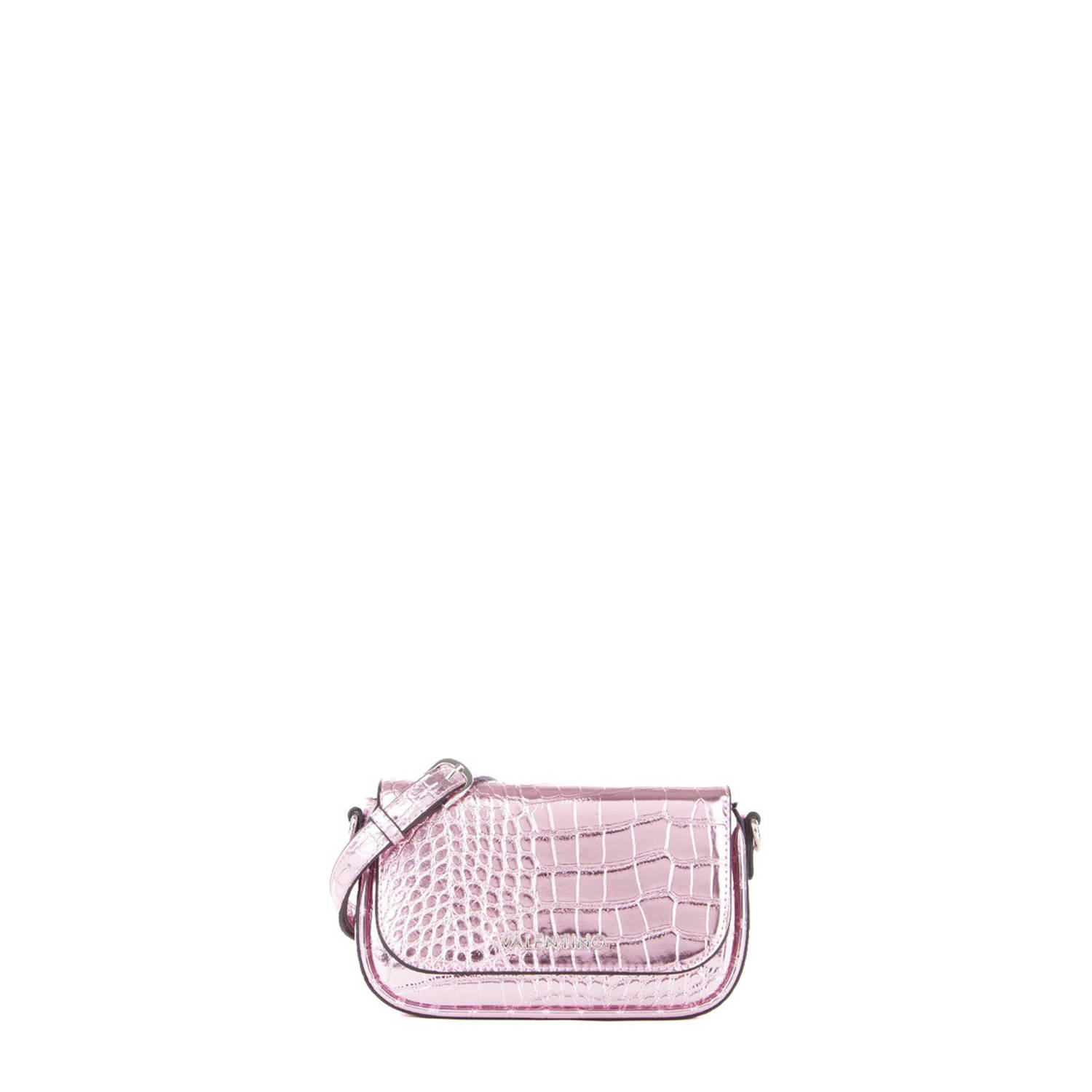 Valentino Bags metallic crossbody tas met crocoprint Miramar roze