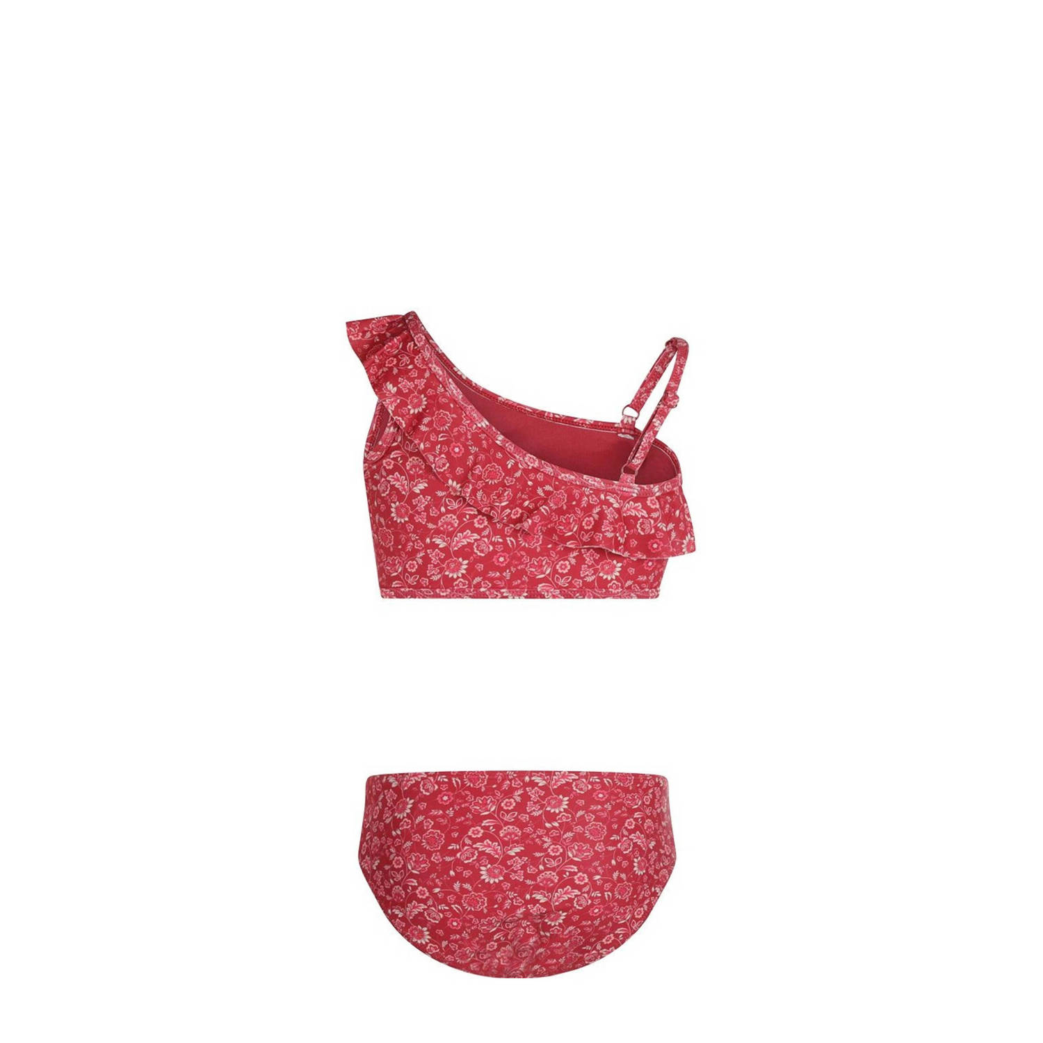 No Way Monday crop bikini met ruches rood wit