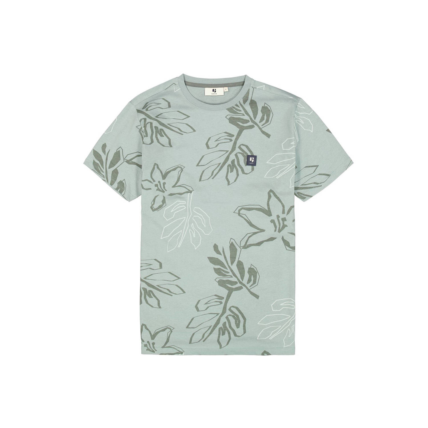 Garcia T-shirt met all over print light sage