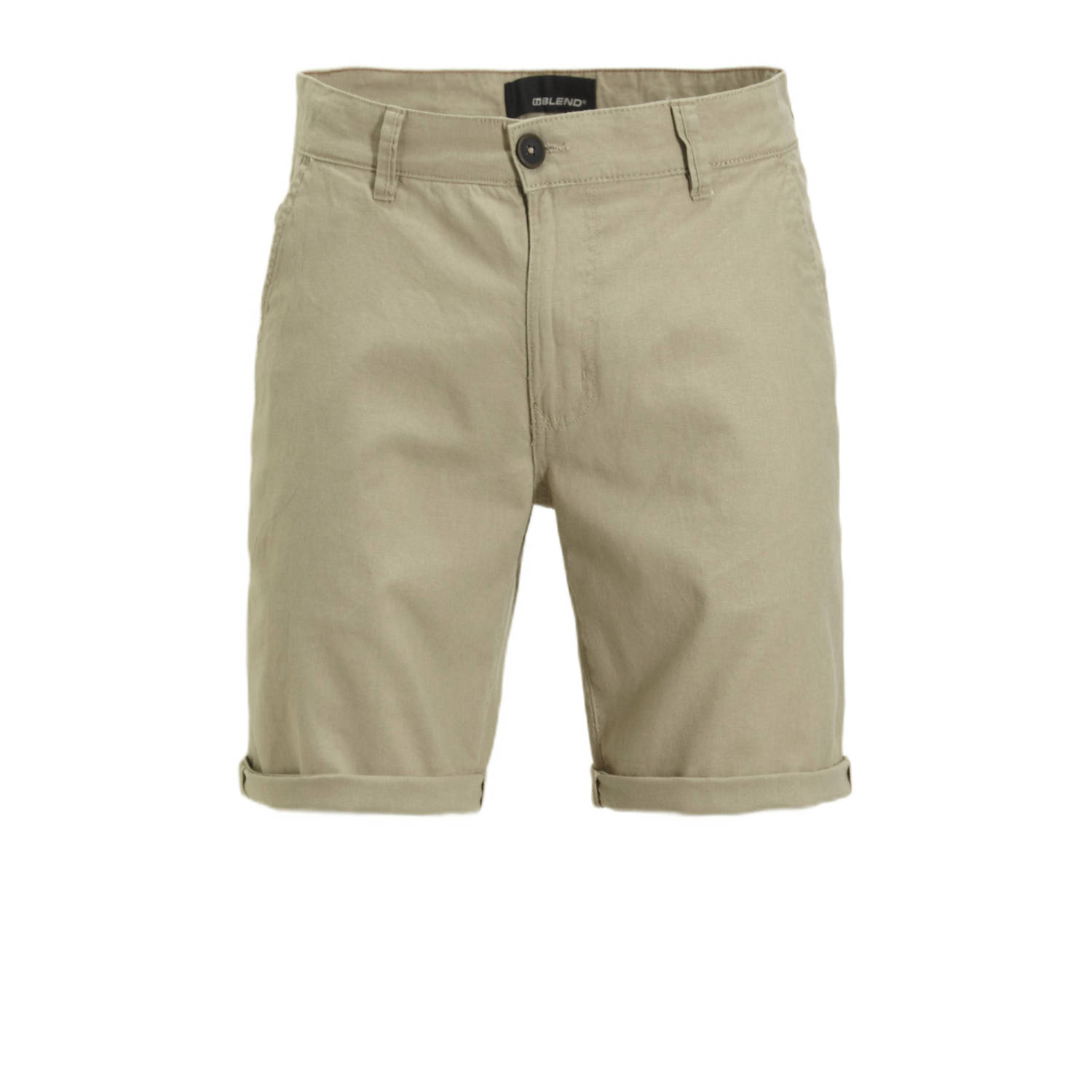 Blend Regular fit korte linnen broek in effen design