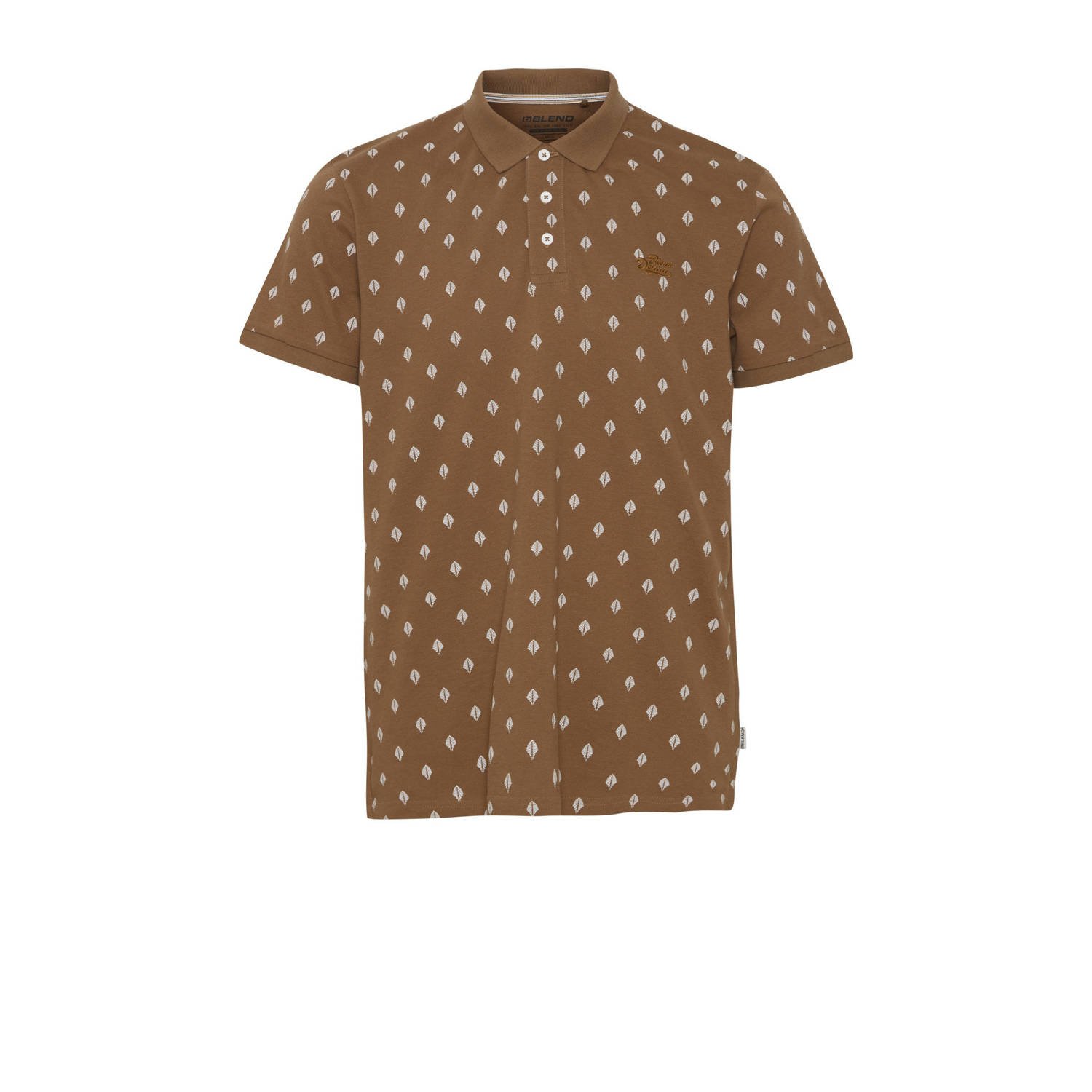 Blend polo met all over print toffee