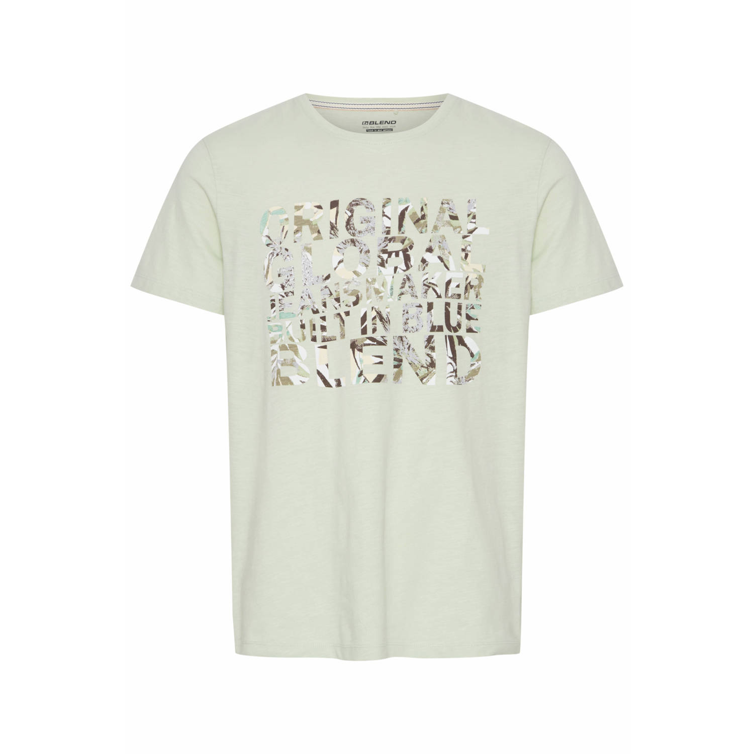 Blend regular fit T-shirt met printopdruk lichtgroen