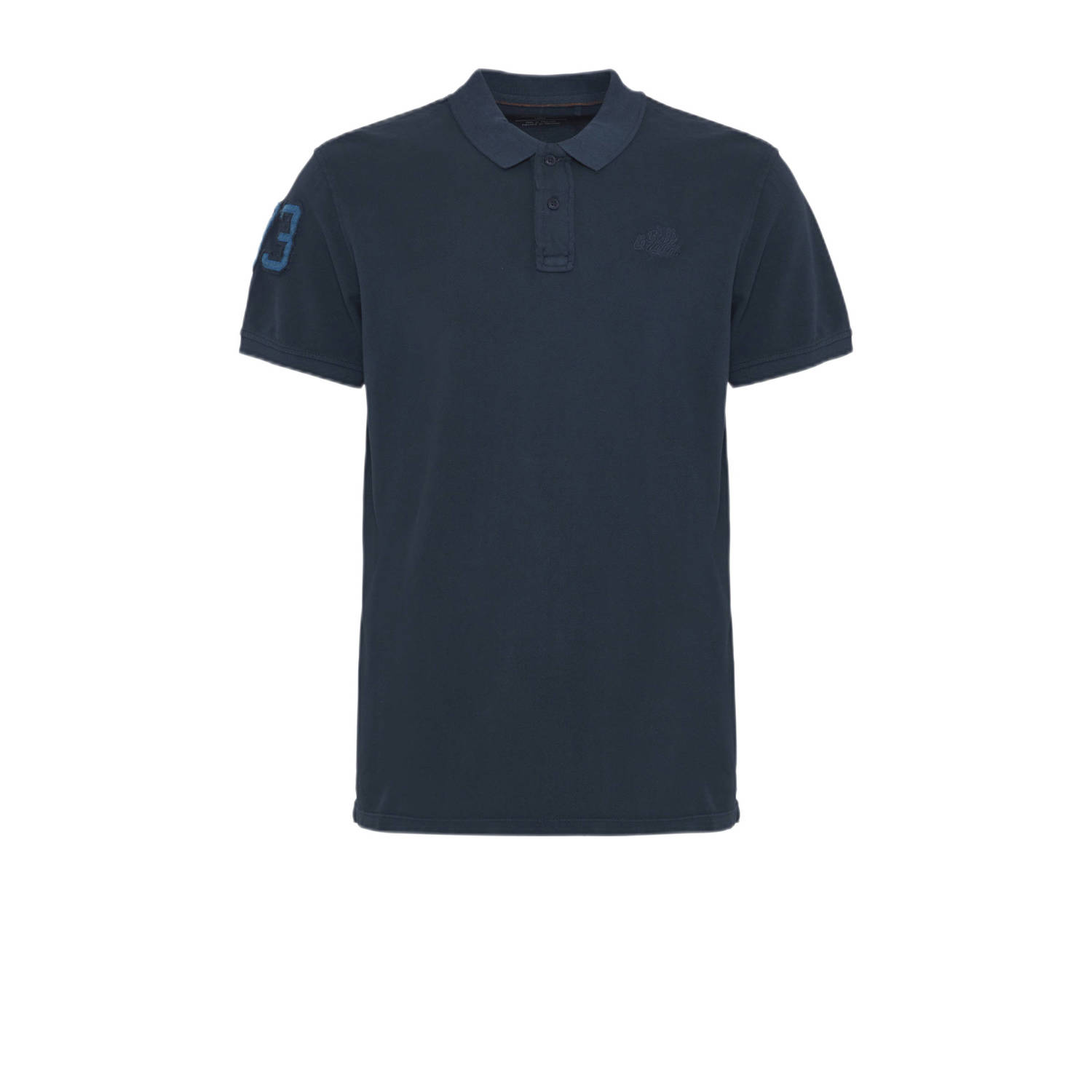 Blend polo met logo en patches dress blues